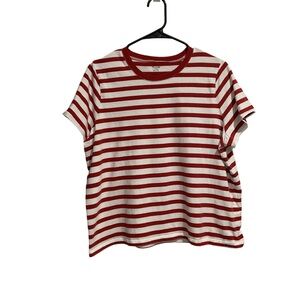 Madewell Women’s T-shirt Red/White Striped Short Sleeve